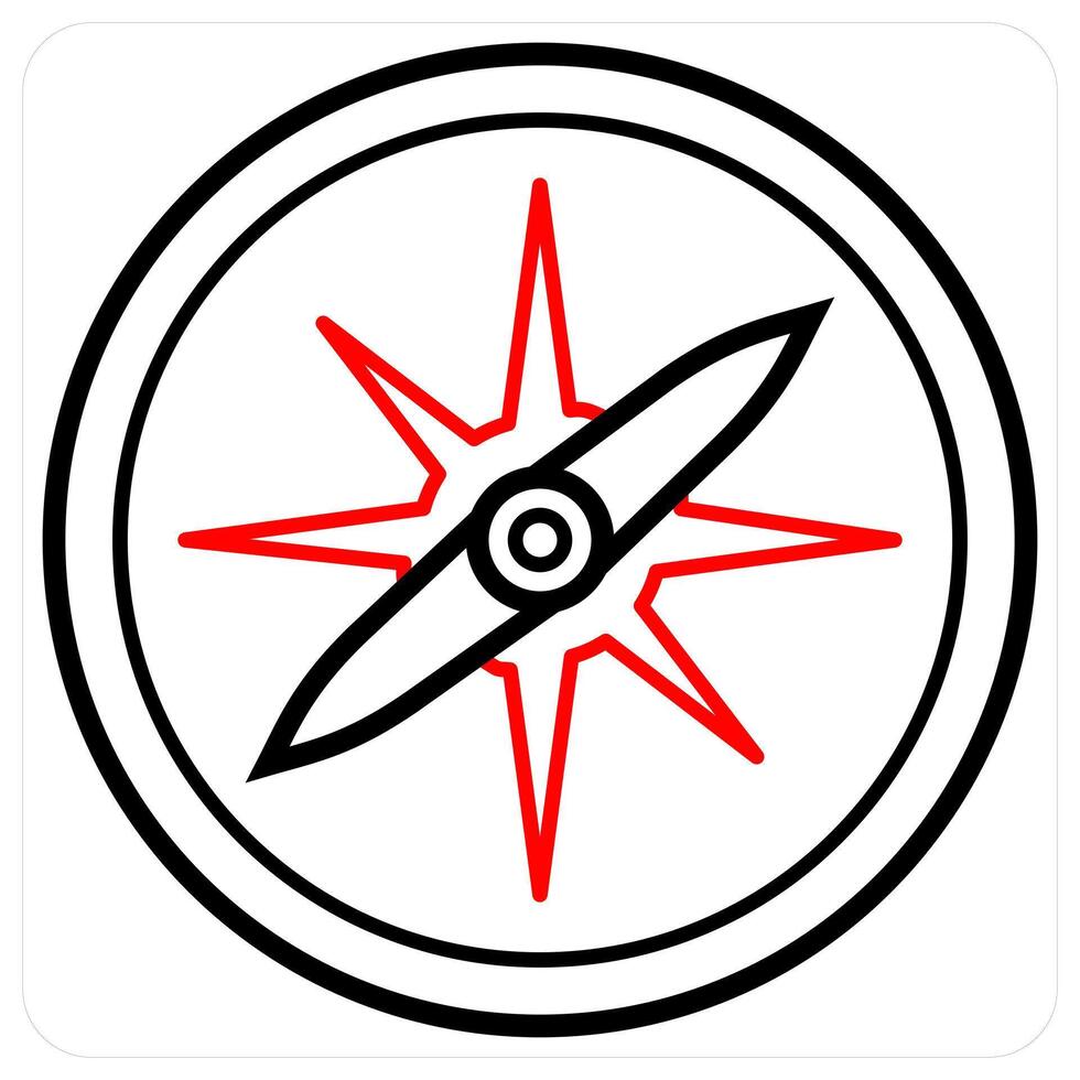 compass icon concept in red line color vector