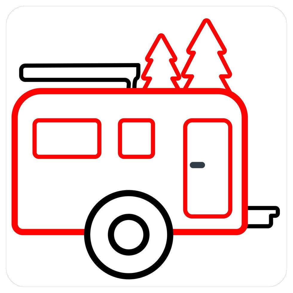 camping and camp icon concept in red line color vector