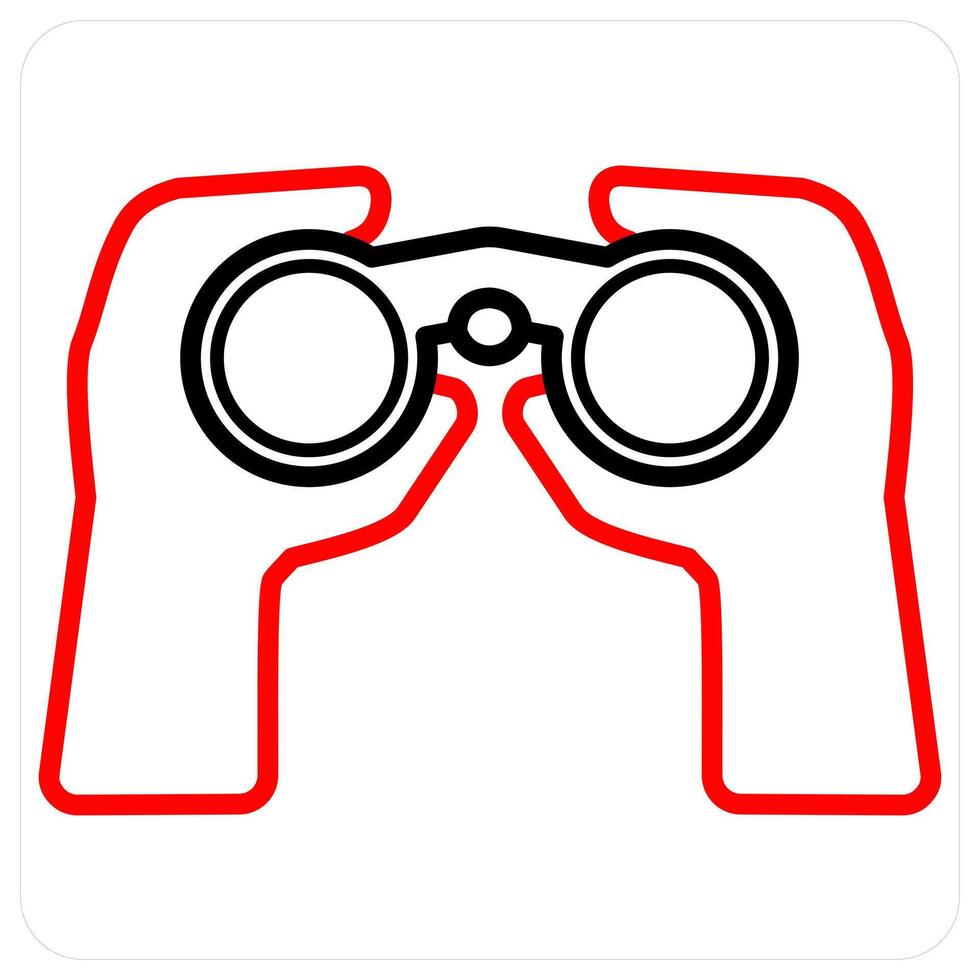 binocular icon concept in red line color vector