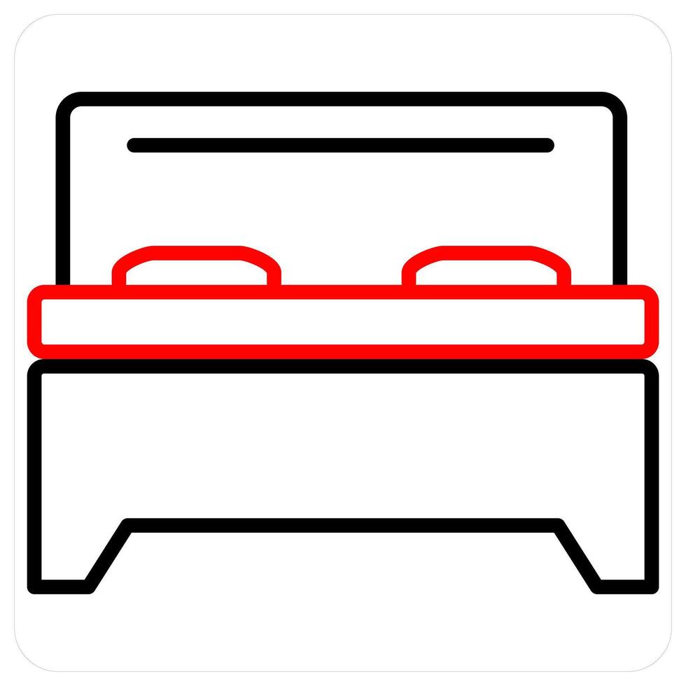 bed icon concept in red line color vector