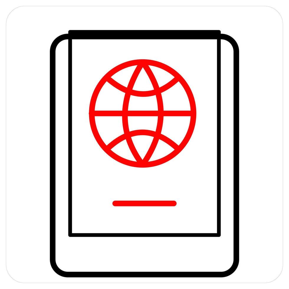 passport icon concept in red line color vector
