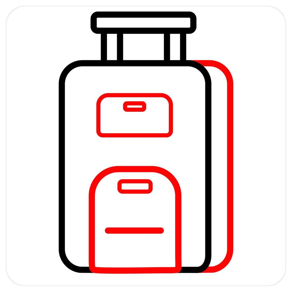 luggage icon concept in red line color vector