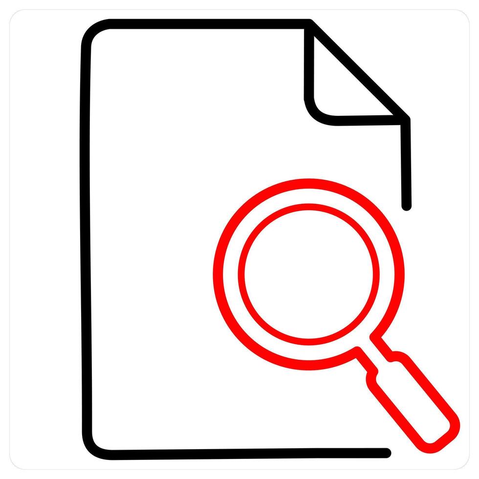 Search Document and document icon concept in red line color vector