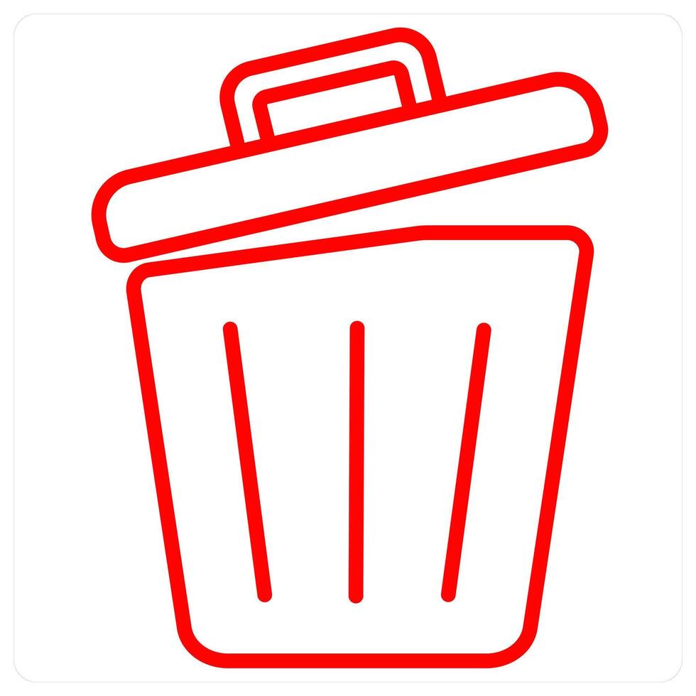Recycle Bin icon concept in red line color vector