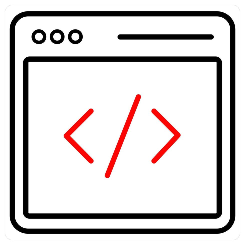 Coding and programming icon concept in red line color vector