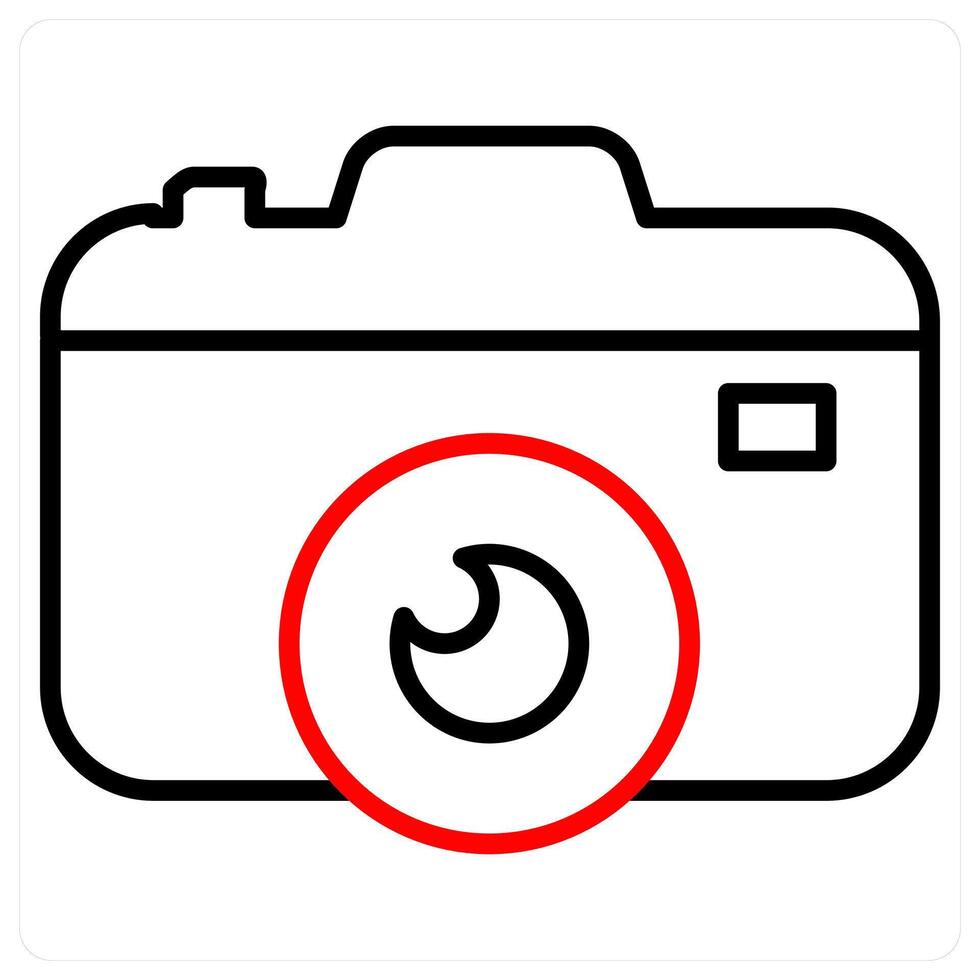 Camera and picture concept in red line color vector