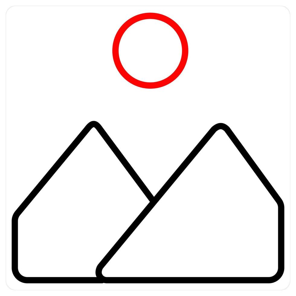 Mountain icon concept in red line color vector