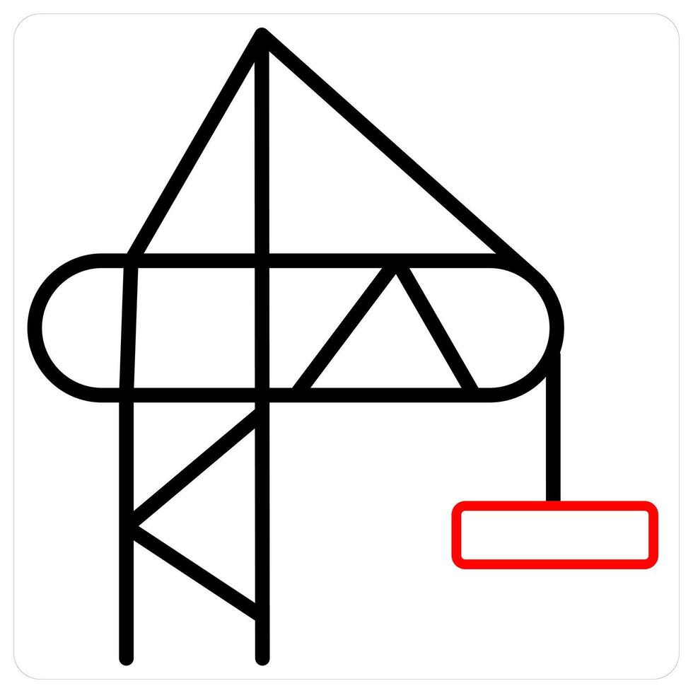 Crane and construction icon concept in red line color vector