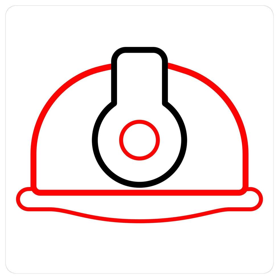 Construction Cap and helmet icon concept in red line color vector