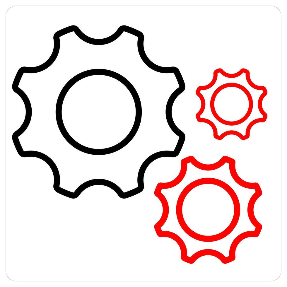 Settings and gear icon concept in red line color vector