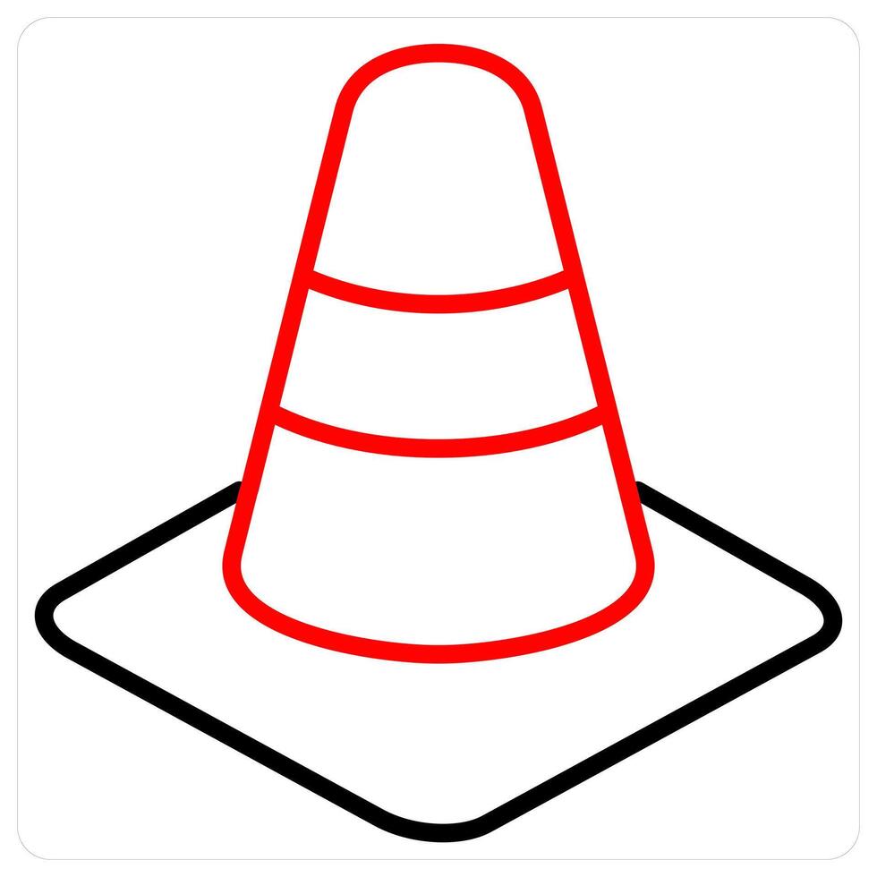 Traffic and traffic cone icon in red line color vector