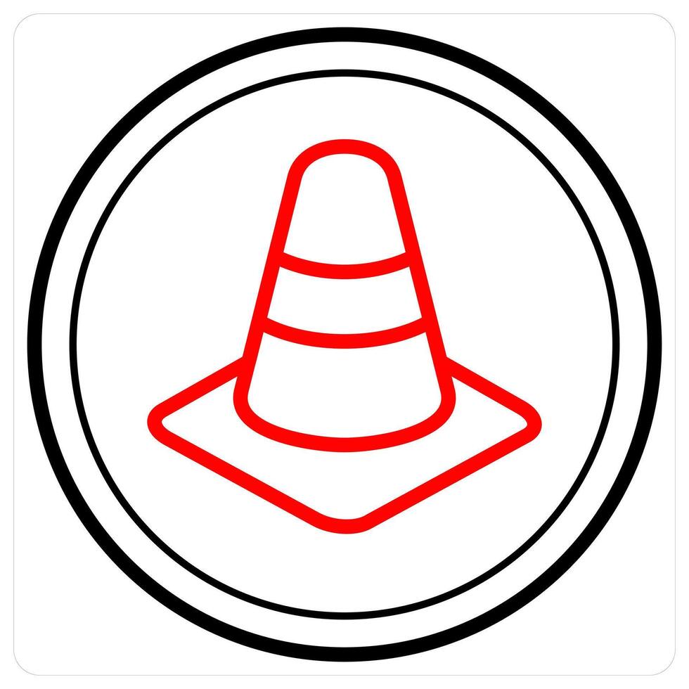 Traffic Cone and construction icon concept in red line color vector