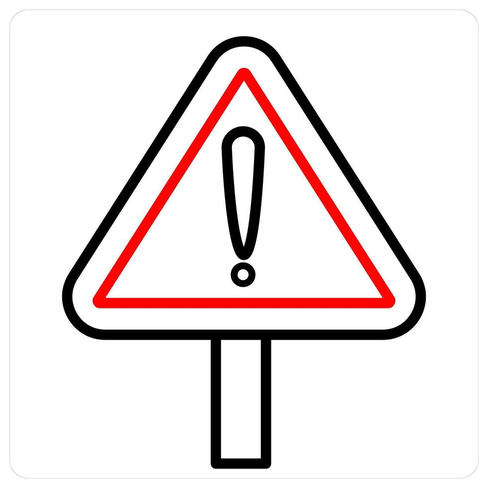 Alert and warning icon concept in red line color vector