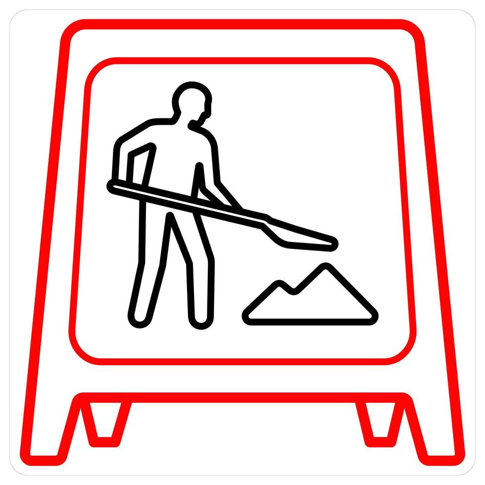 Work in Progress icon concept in red line color vector