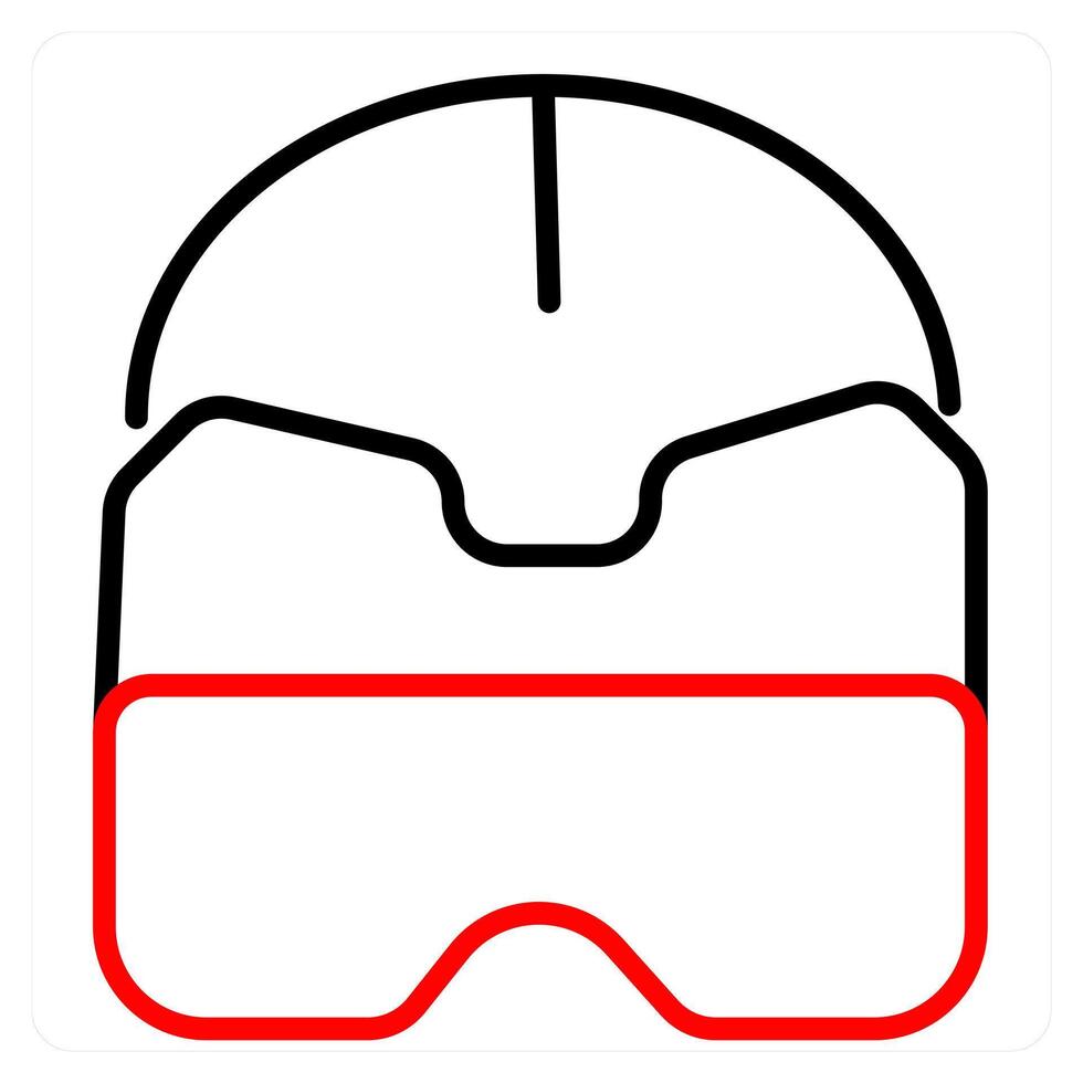 Vr Helmet and headset icon concept in red line color vector