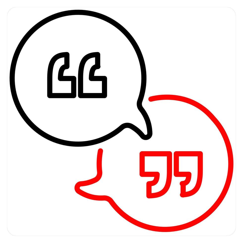 Quotes icon concept in red line color vector