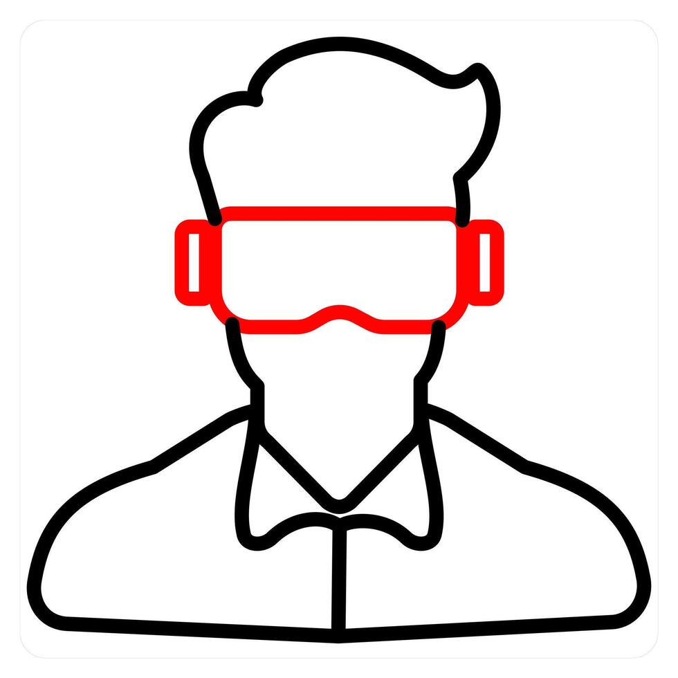 Oculus VR and vr icon concept in red line color vector