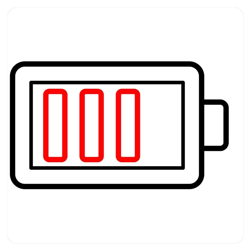 Battery life and charging icon concept in red line color vector