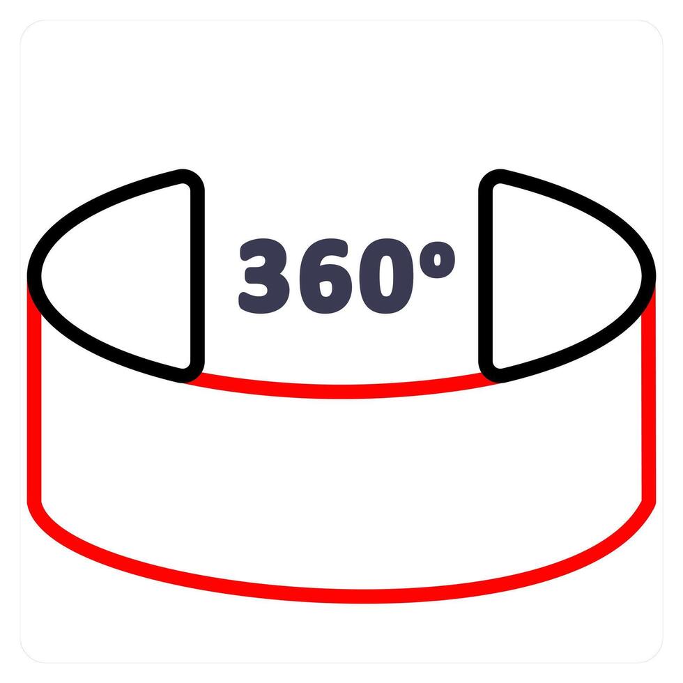 360 View and view icon concept in red line color vector
