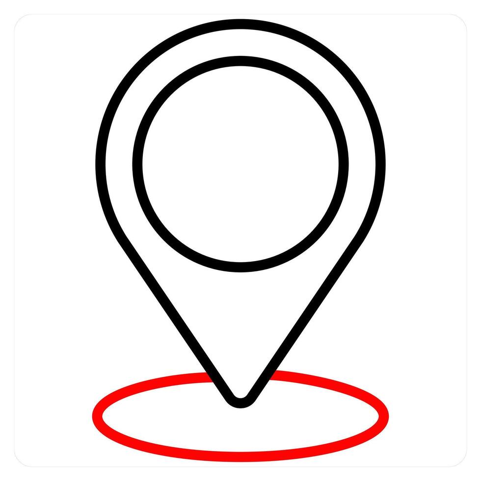 Navigation and pin icon concept in red line color vector