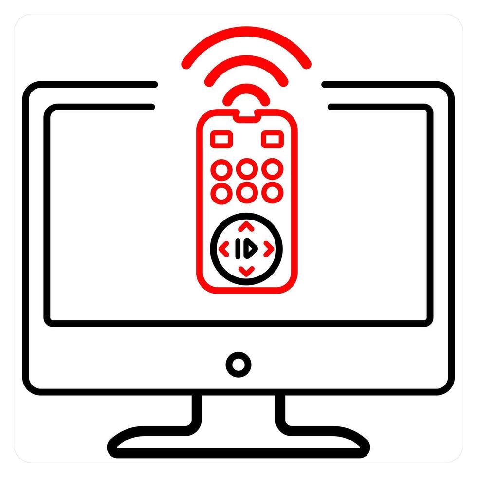 Control Devices icon concept in red line color vector