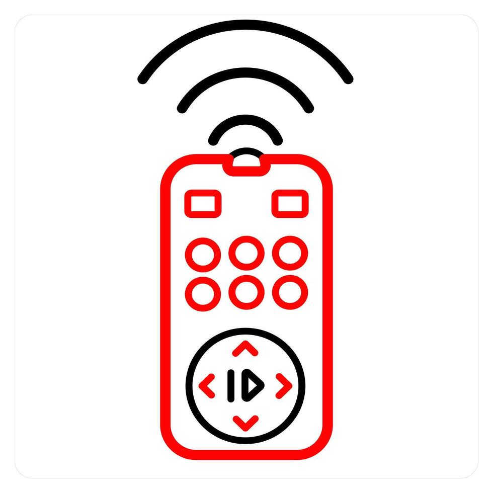 Remote access and signals icon concept in red line color vector