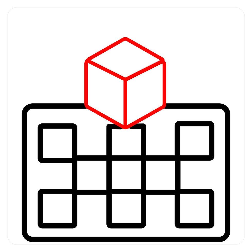 VR Projection and icon concept in red line color vector