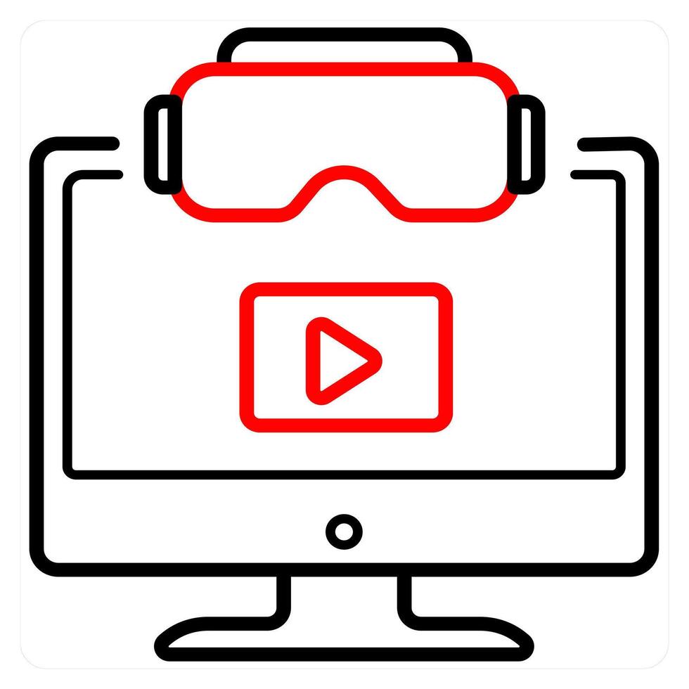 3D and animation icon concept in red line color vector