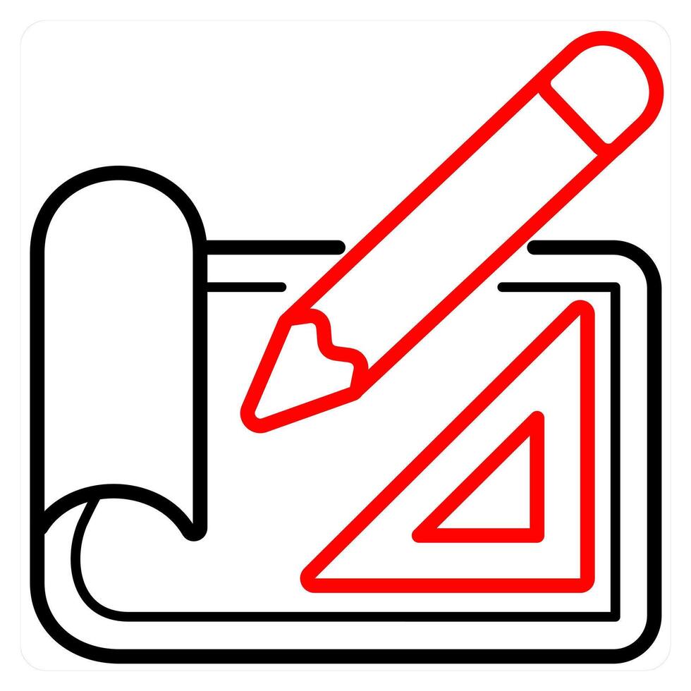 Projection Mapping and projection icon concept in red line color vector