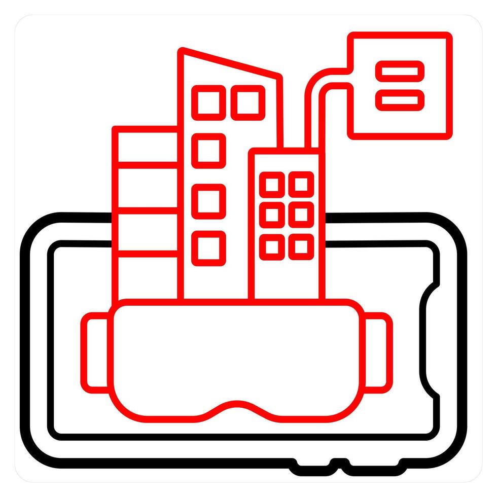 VR Applications and virtual reality icon concept in red line color vector