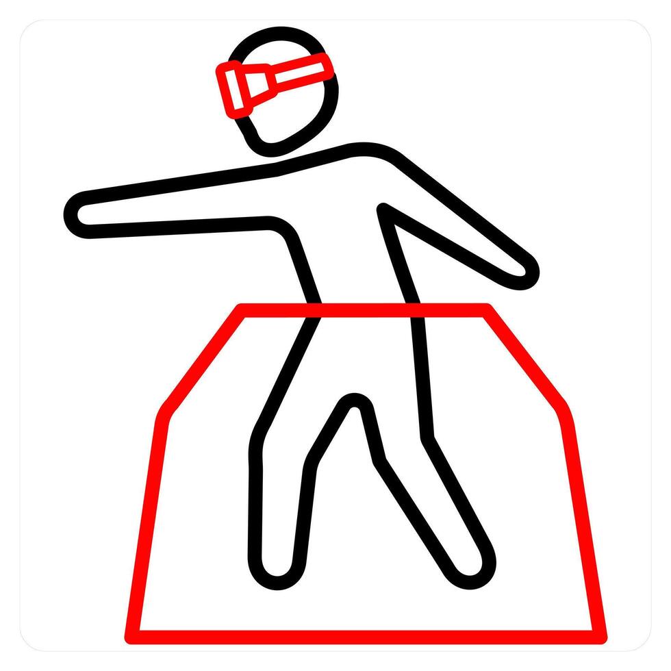 Vr Platform and simulation icon concept in red line color vector