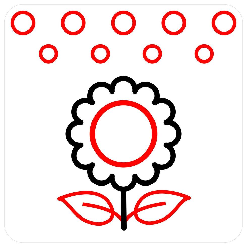 Flower and plant icon concept in red line color vector