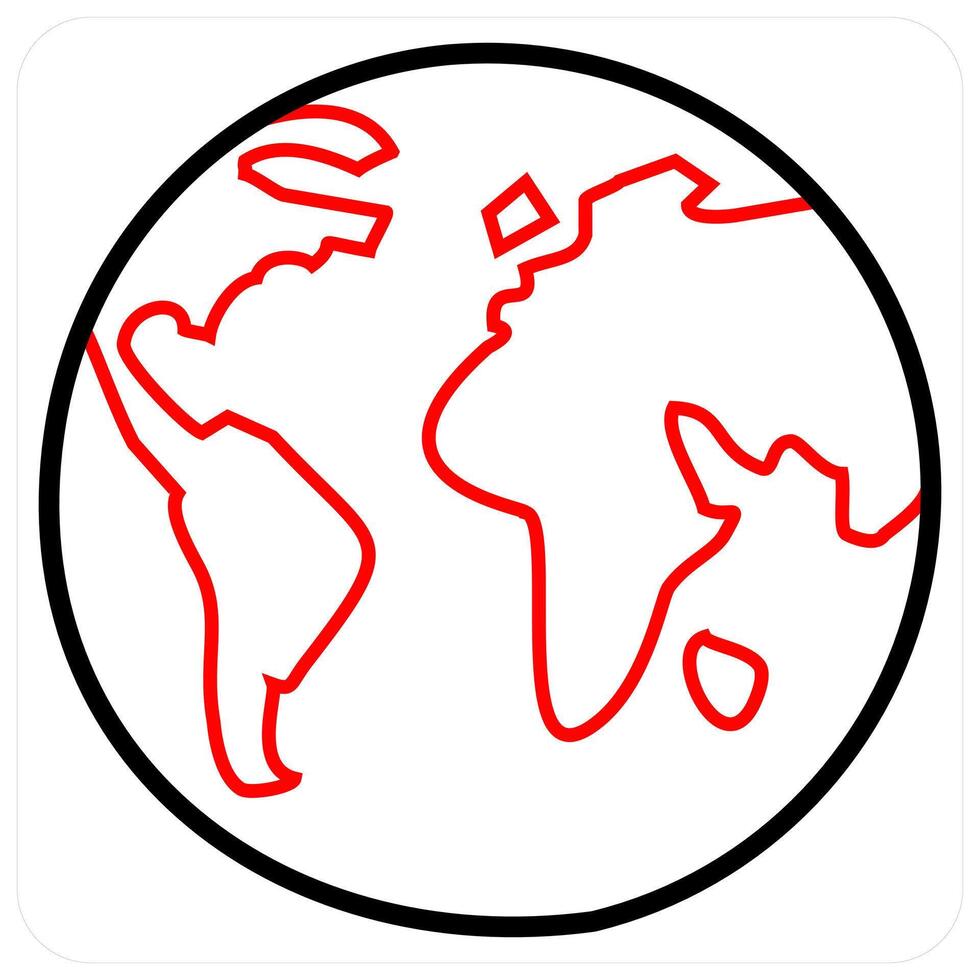 Earth icon concept in red line color vector
