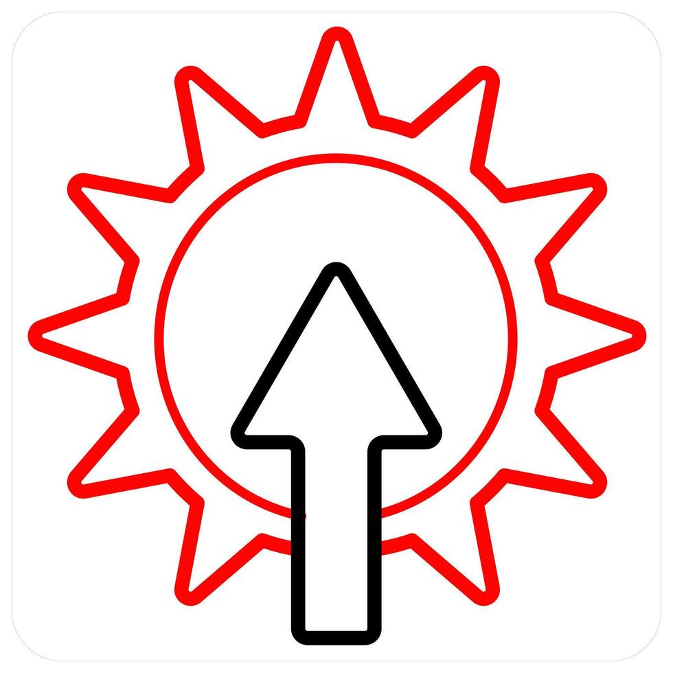 Sun Rise and weather icon concept in red line color vector