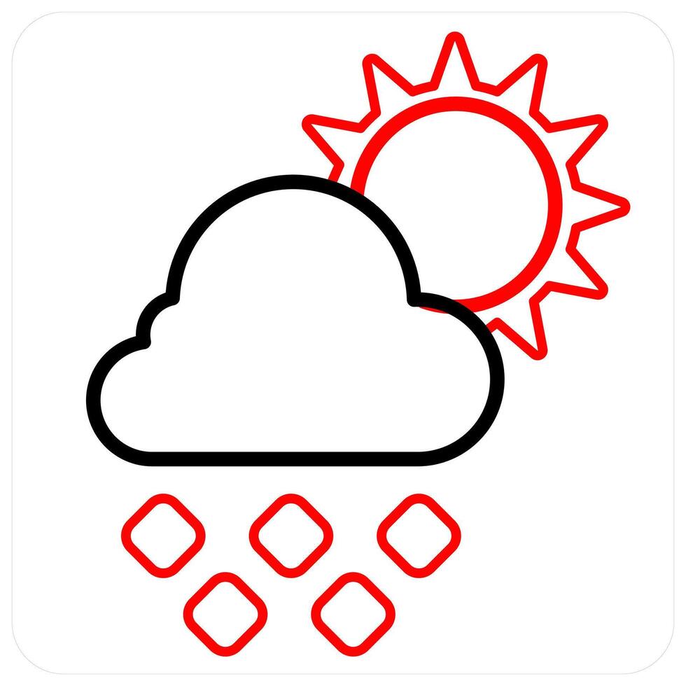Day Rain and weather icon concept in red line color vector
