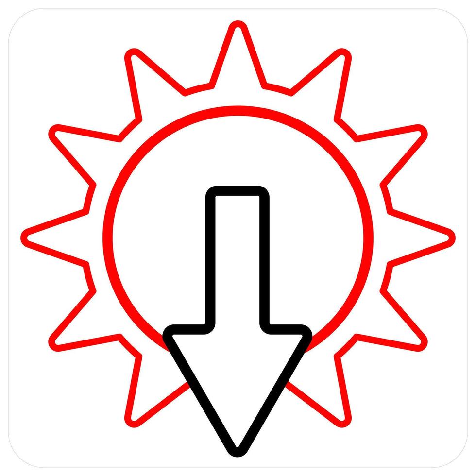 Sunset and sundown icon concept in red line color vector