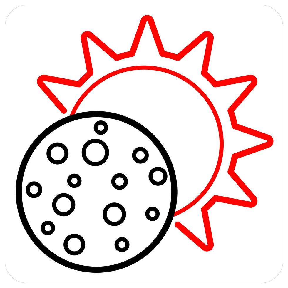 Eclips and astronomy icon concept in red line color vector
