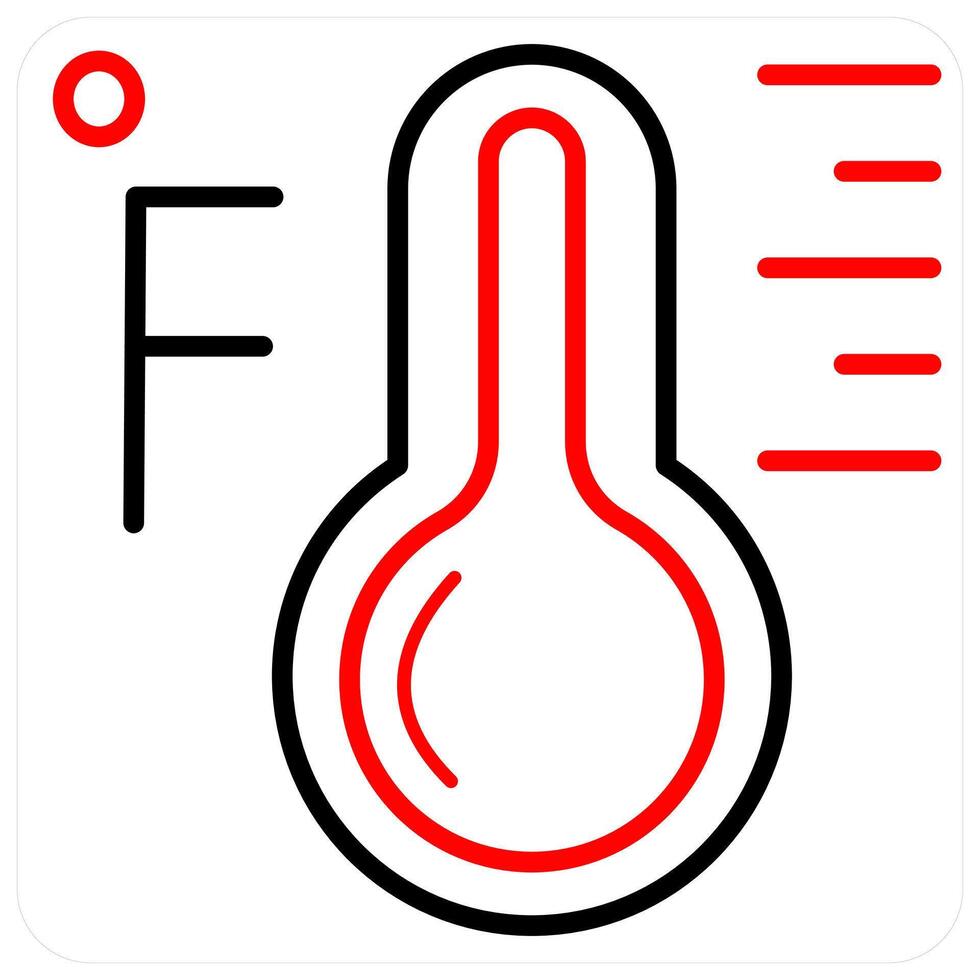 Fahrenheit icon concept in red line color vector