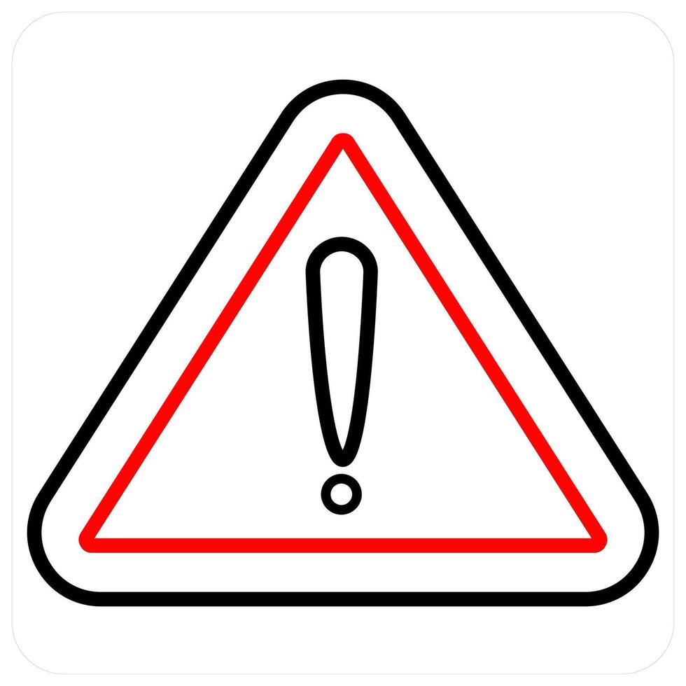 Danger and alert icon concept in red line color vector
