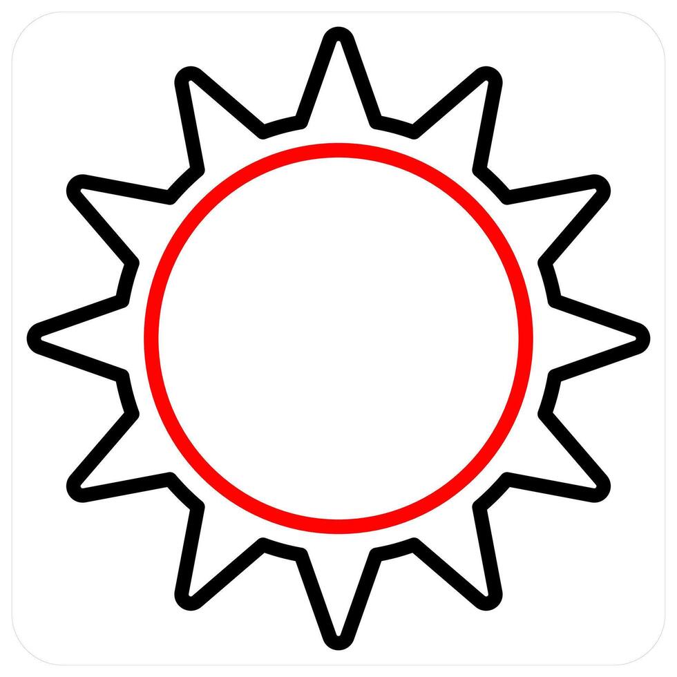 Sun and sunlight icon concept in red line color vector