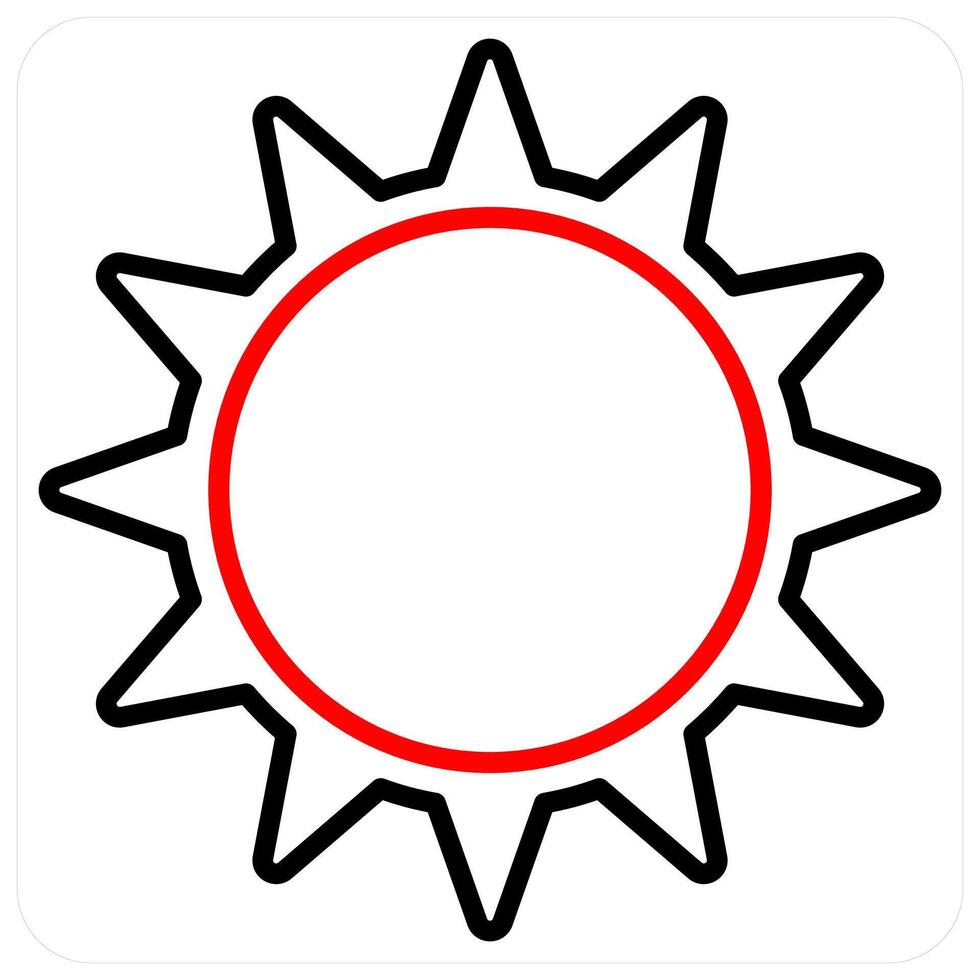 Sunny Day and sunlight icon concept in red line color vector