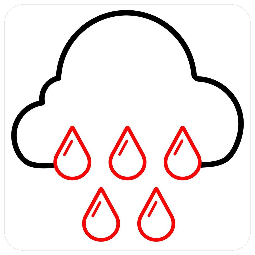 Rainy Season and rainy day icon concept in red line color vector
