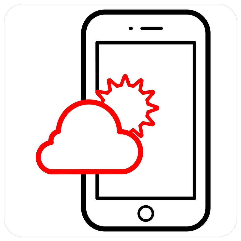 Weather Forecast and forecast icon concept in red line color vector