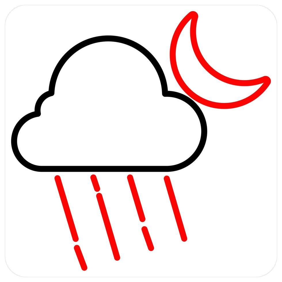 Night Rain icon concept in red line color vector