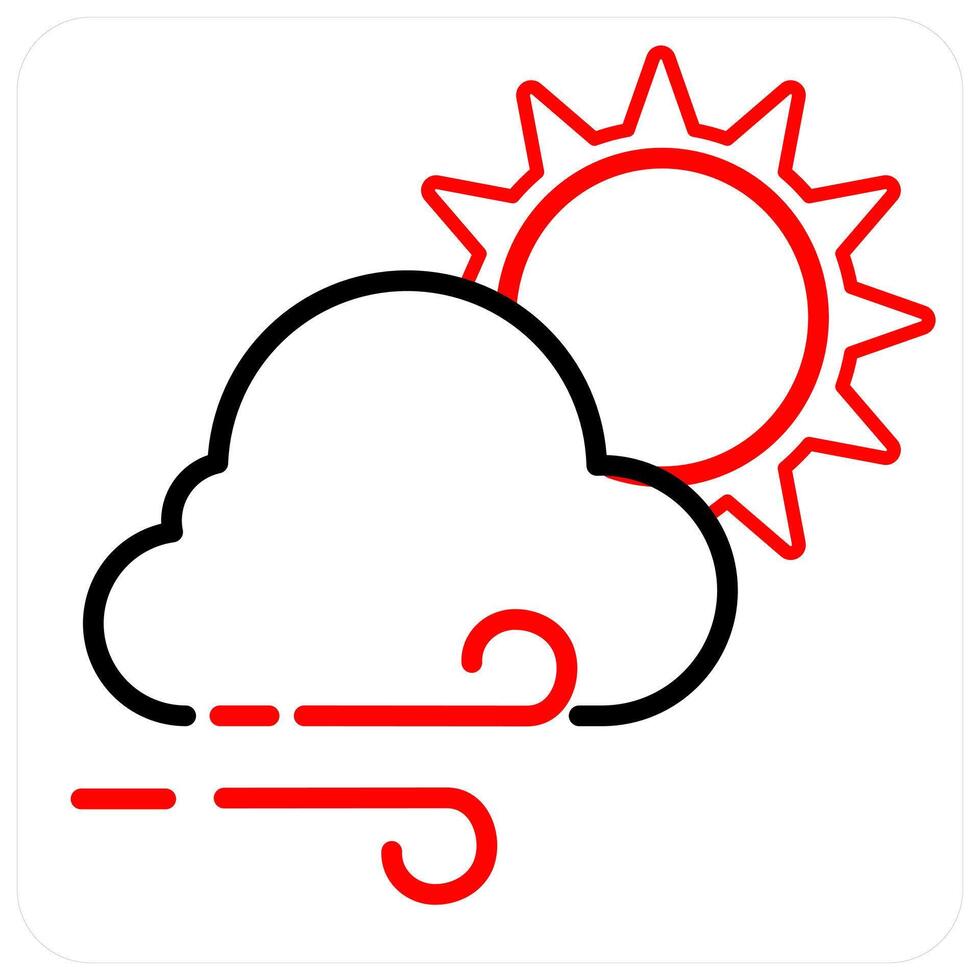 Wind icon concept in red line color vector