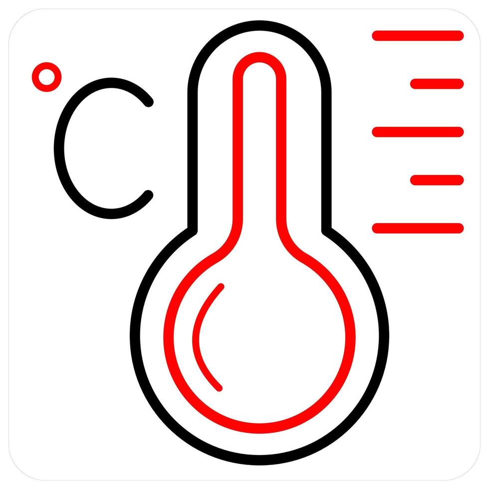 Celsius and degree icon concept in red line color vector