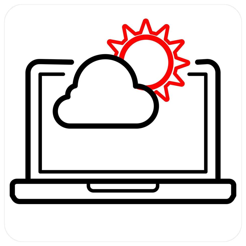 Weather Forecast and weather icon concept in red line color vector