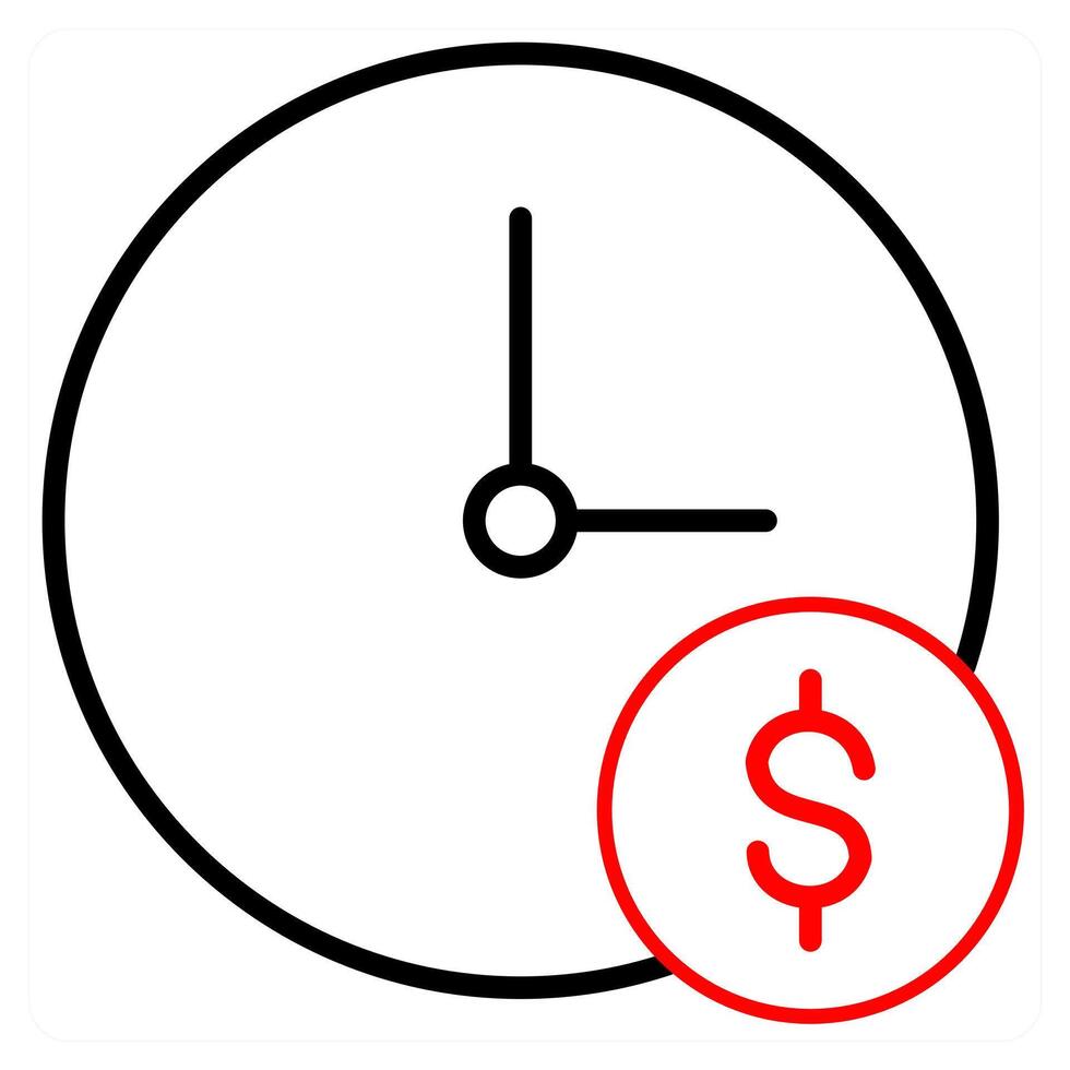 Time Is Money icon concept in red line color vector
