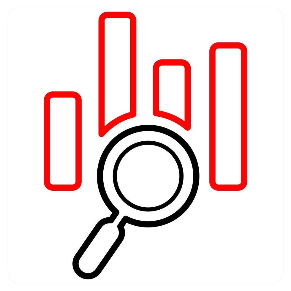Data Search icon concept in red line color vector