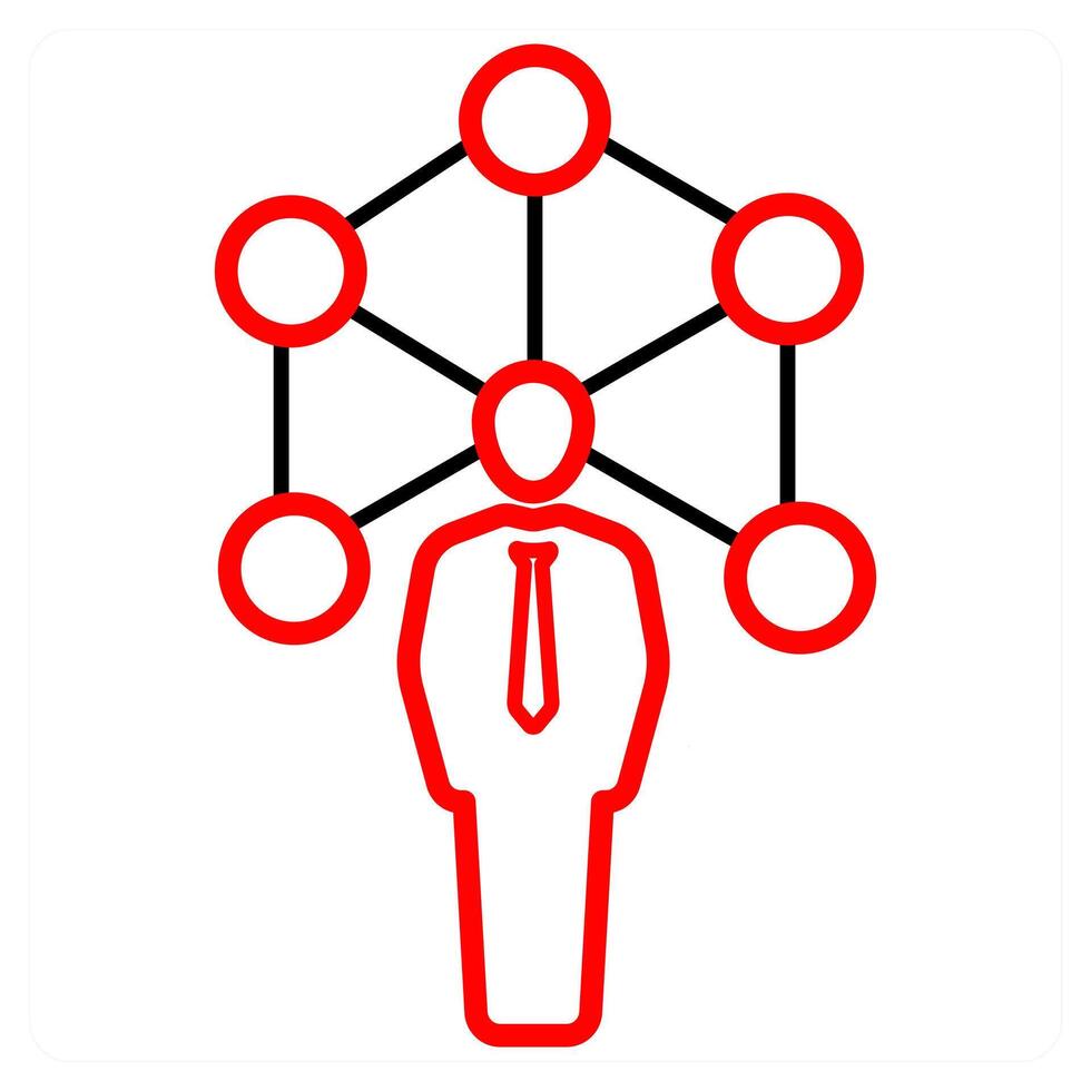 Network and technology icon concept in red line color vector